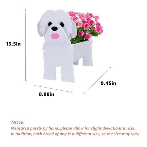 White Shih Tzu Dog Planter Pots