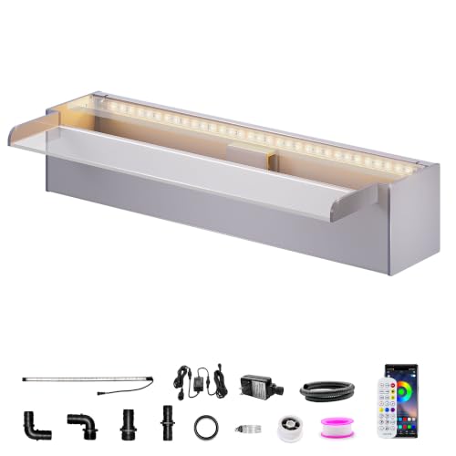 Pond Waterfall Stainless Steel Pond Spillway Color for Ponds 23.6" (23.6 inch Acrylic(New model))
