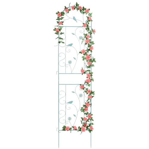 86.5" x 19.7" Metal Garden Trellis for Climbing Plants Outdoor (1 Pack - Arched - 86.5" x 19.7"-Green)
