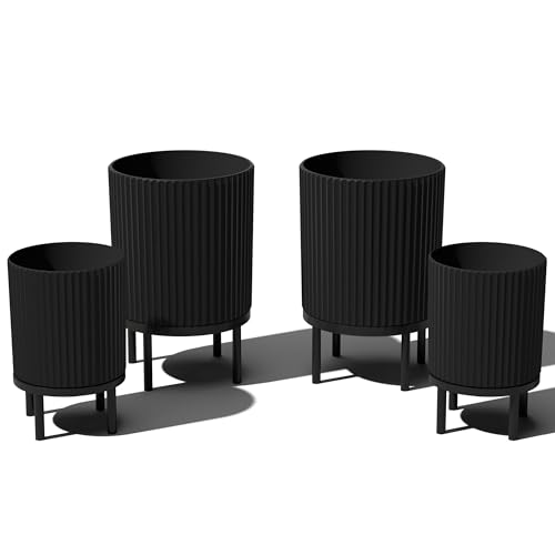 Demi Series Raised Duo Planters (Black/Black / Bundle - 2 Pack)