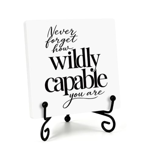 Motivational Quote for Home Office Book Shelf Table Decor 6.3x6.3 Inch 04 (Multicolor 1703 / Wooden sign with iron frame（6.3 x 6.3 inches）)