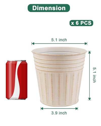 5 Inch Galvanized Bucket Planters (Beige / 5 inch)