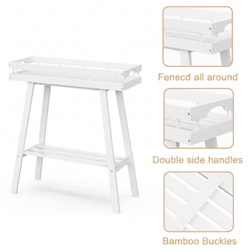 Bamboo Plant Stand Indoor (Bamboo White)