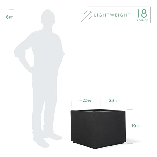 PolyStone Monterray Cube Planter (Black Granite)