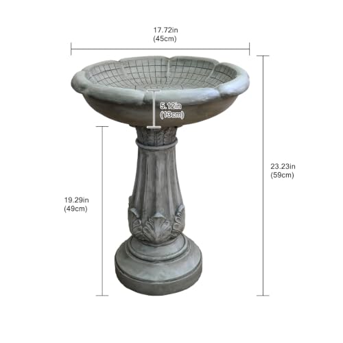 23.23”Tall Resin fiber Outdoor Bird Baths for Garden (23.23''H)
