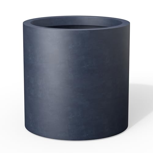 Modern Home Minimalist 9.8" Tall Charcoal Concrete Cylinder Planter (Dark Gray / 9.8" Dia)