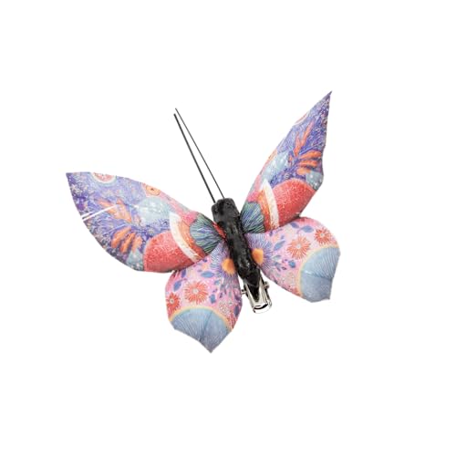 Artificial Feather 3D Butterfly Party Decorations Set of 12 with Clip 12 Color Ornaments for Christmas Tree (D Clip)