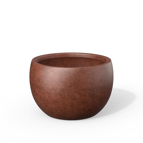 Large Round Bowl Rusty Concrete Planter 19.9" Dia