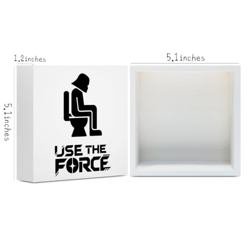 Bathroom Decor Use The Force Wooden Box Sign 5 x 5 Inches (White 1618 / Wooden box（5.1 x 5.1 inches）)