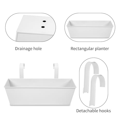 16 Inch Railing Planters Box Metal Hanging Flower Pot 5 Pcs (5 Count)
