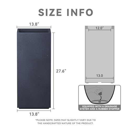 Charcoal Concrete Planter 27.6" Tall All (Dark Gray / 27.6" H)
