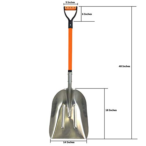 Ashman Aluminium 48 inch Snow Shovel with Large Head and Durable Handle (Scoop Shovel / 2 Pack)
