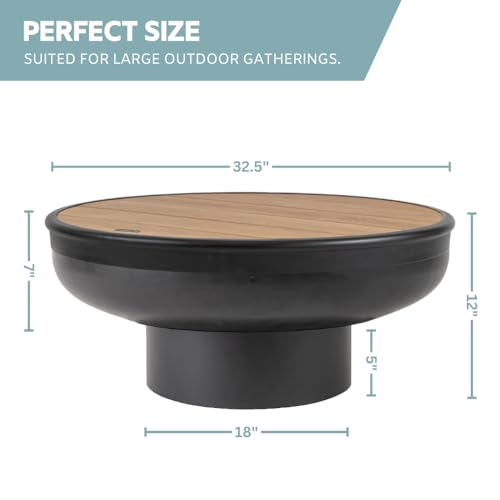 32 Inch Round Fire Pit Table with Fire Pit Grill