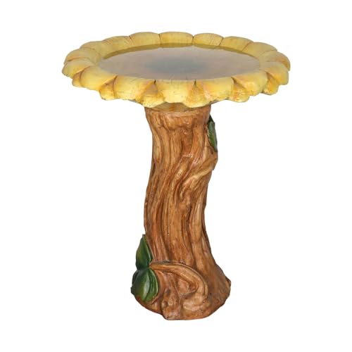 24.4" H Sunflower Bird Bath Outdoor (Sunflower Yellow)