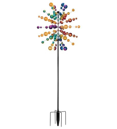 Wind Spinner Outdoor Metal Kinetic Yard Art with Stake (Fireworks / Large (80-89 Inch))