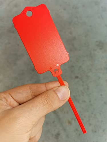 100pcs Reusable Blank Plastic Tags Ties Key Tags 1.45"*2.48" Serrated Tension Sealing Strap with Large Label Plastic Tie Mark Label Waterproof Hang Sign Write on Tag