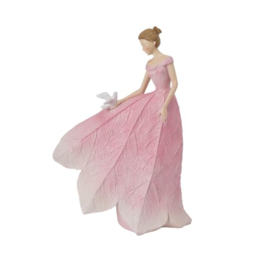 Pink Leaf Angel Girls Fairy Statue (Pink-bird / Large)