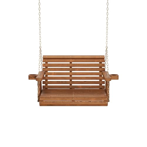 Heavy Duty 700 Lb Capacity Porch Swing with Cup Holders