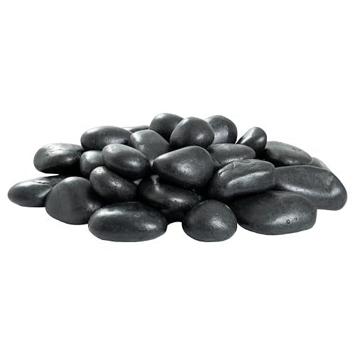 Black Polished Decorative Pebbles Landscape Stone Large Size (640 Ounce)