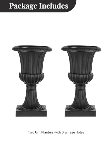 Urn Planters for Front Porch (Black / 2 Pieces-19.7 Inch)