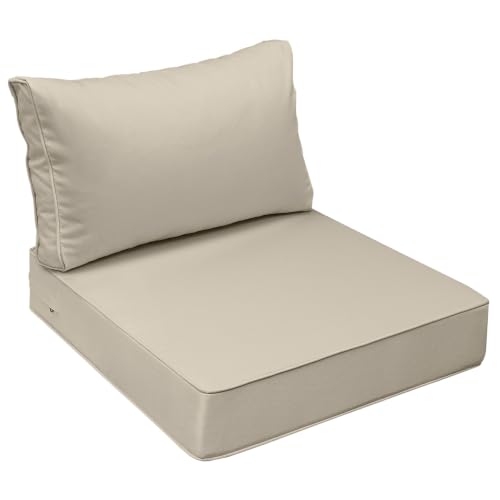 Outdoor Chair Cushions (Khaki Beige / 24"x24"x5" / 24"x13.5")