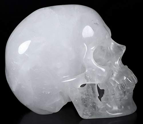 5.0" Angolan Quartz Rock Crystal Carved Crystal Skull (Skullis 5.0 Super Realistic Quartz Rock 2)