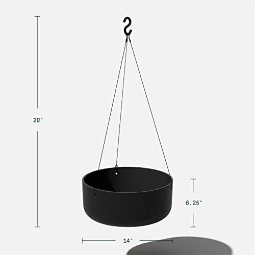 Mason Series Hanging Lima Bowl Planter (Black / 14 inch)