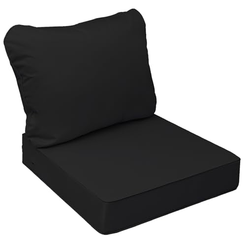 Outdoor Chair Cushions (Charcoal Black / 24"x24"x5" / 24"x19")