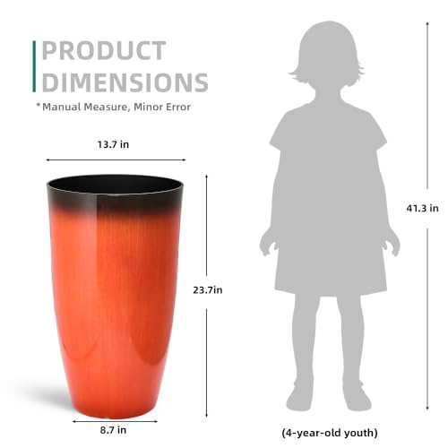 Autodaya 24" Faux Ceramic Large Planters for Outdoor Plants (24"-gradient Orange & Black)