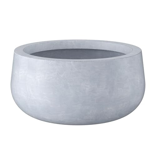 Large Round Bowl Blue Gray Concrete Planter 18.5" Dia (Slate Gray / 19.6"w)