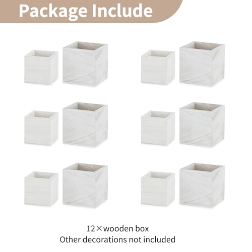 Small Wooden Box for Centerpiece (Whitewashed / Square 4"+5"-12 Pcs)