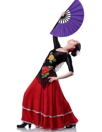 2 Pack Large Folding Hand Fan for Men (2 Purple)