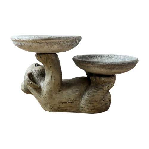 16.3" Fibre Reinforced Concrete Outdoor Birdbath (16.3inches / wood color)