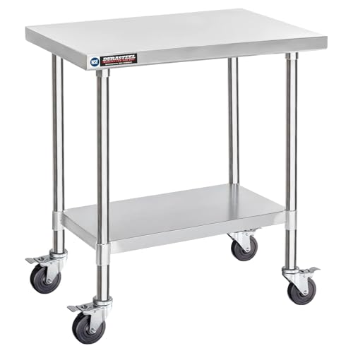 30x36 NSF Stainless Steel Cart Work Table (30" x 36" / Table Cart with Casters)