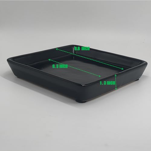 Square Ceramic Plant Saucer Tray 2 Pcs 8 9 10 Inch Black (2 Count)