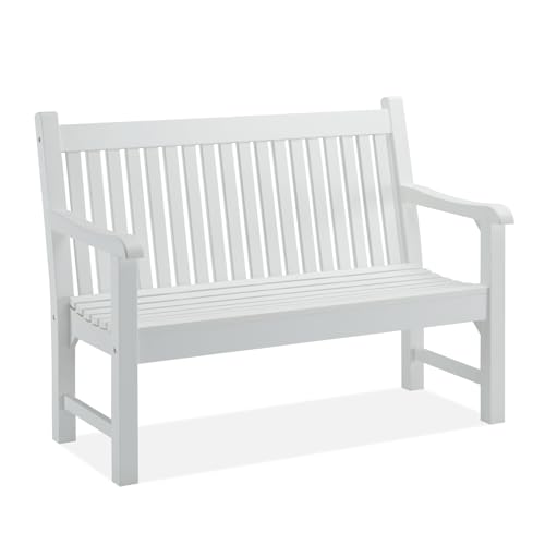 2 Person Outdoor Bench with 700 Lbs Weight Capacity (White)