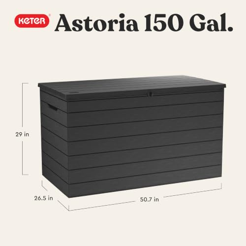 Astoria 150 Gal Outdoor Storage Box for Patio and Pool Accessories (Astoria Brown)