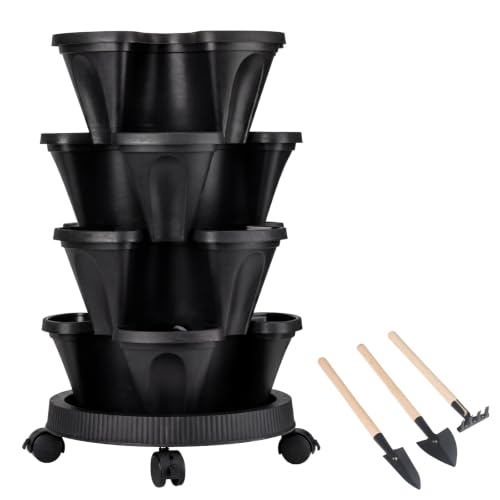 Vertical Planter Tower (Black / 4 Tier)