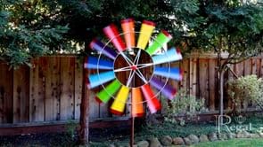 Wind Spinner Outdoor Metal Kinetic Yard Art with Stake (Rainbow / Medium (70-79 Inch))