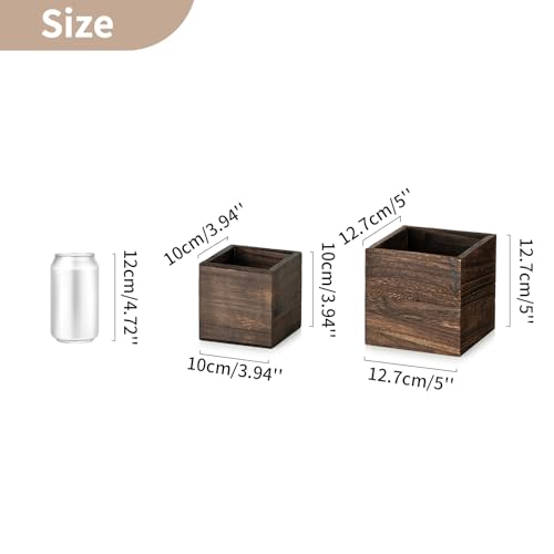 Small Wooden Box for Centerpiece (Brown / Square 4"+5"-6 Pcs)