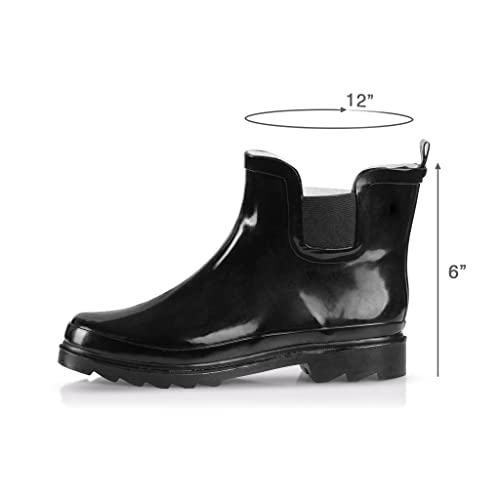 Women's Waterproof Ankle Rain Boots (9 / Black)