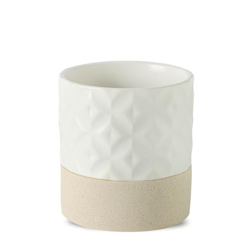 Self Watering Ceramic Plant Pot (Matte White & Brown Star / 4.5" Self Watering)