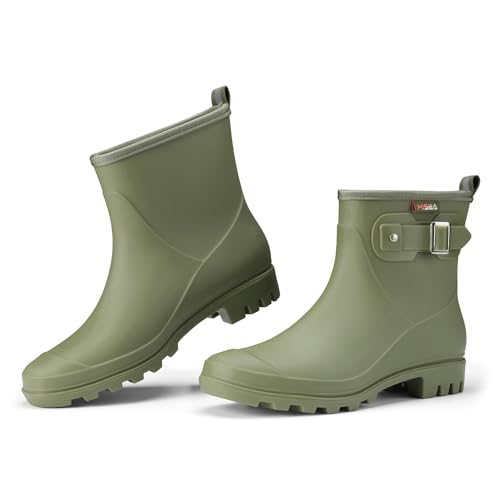 Women's Waterproof Short Rain Boots Ankle Rubber Garden Shoes