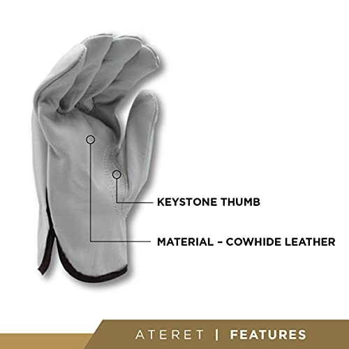 12 Pairs XX Large Heavy Duty Durable Cowhide Leather Work Gloves I Driver Gloves for Truck Driving (12 Count)