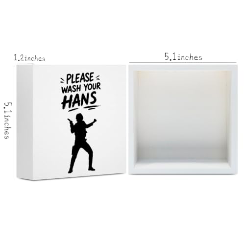 Bathroom Decor Wash Your Hans Funny Wooden Box Sign 5 x 5 Inches (White 1615 / Wooden box（5.1 x 5.1 inches）)