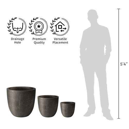 Modern Home Minimalist 18" Dia Vintage BRN Concrete Bowl Planter (Antique Bronze / 18-Inch Dia)