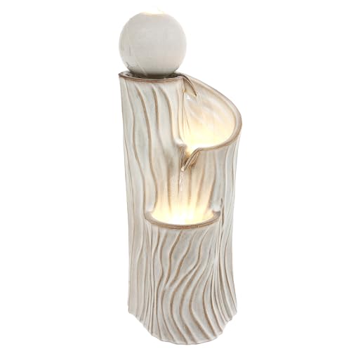 32"Ceramic 3 Tier Sphere Outdoor Water Fountain (Beige Glaze Wave Texture 32"h-sphere)