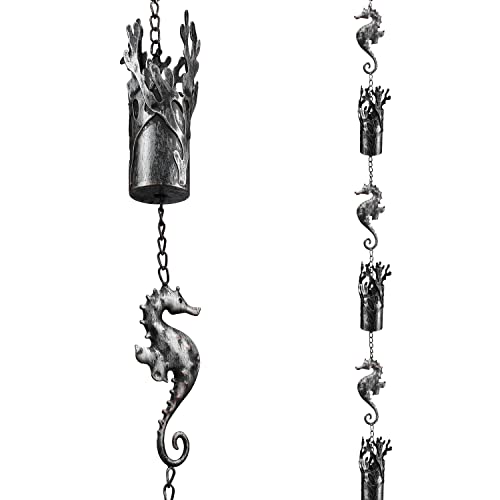 8.5 FT Rain Chains for Gutters (Seahorse)