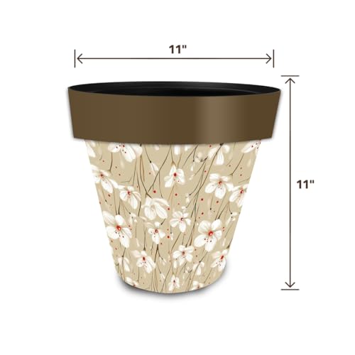 Everyday Planter 11.75 x 11 x 11 Tan and Red Floral Medium (Tan Red Floral / Medium)