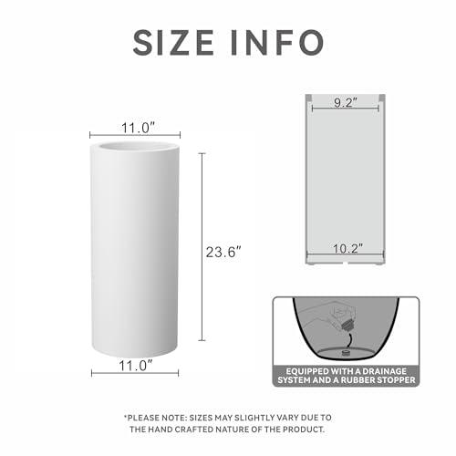 Accent Round Column White Concrete Planter 23.6" Tall (White / 23.6“h)